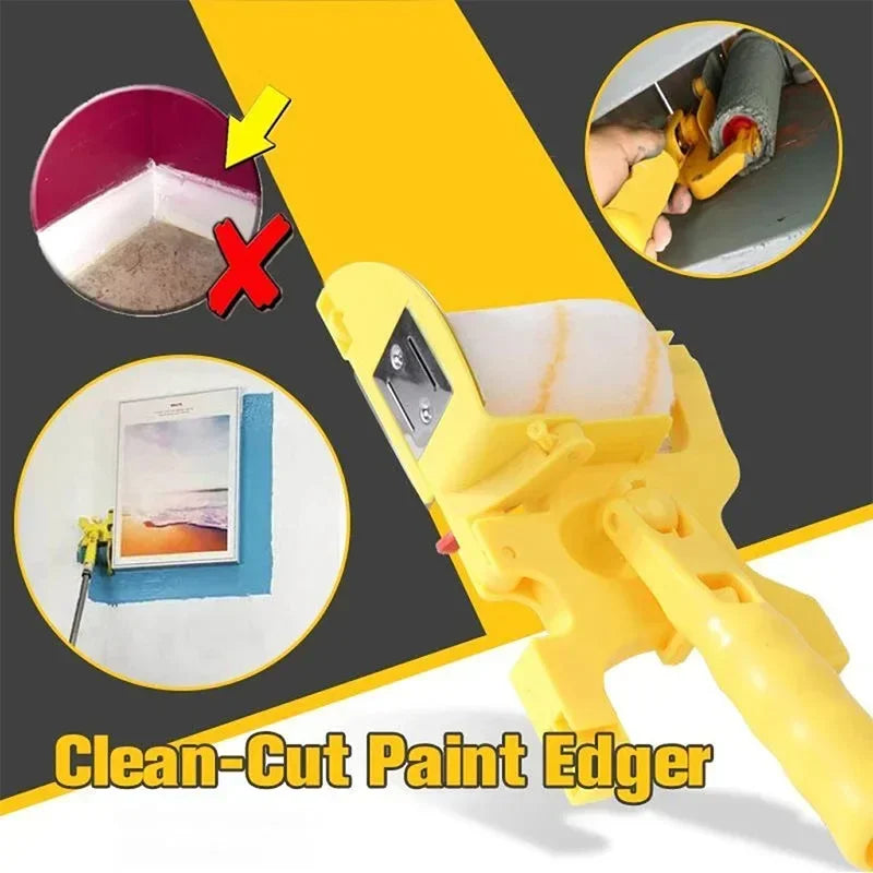 Multifunctional Clean-Cut Paint Edger Roller Brush Household Home Wall Ceilings Decorative Painting Tools Kit with Rod and Tray